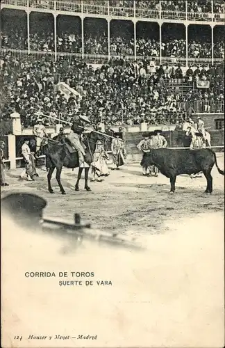 Ak Madrid Spanien, Corrida de Toros, Suerte de Vara