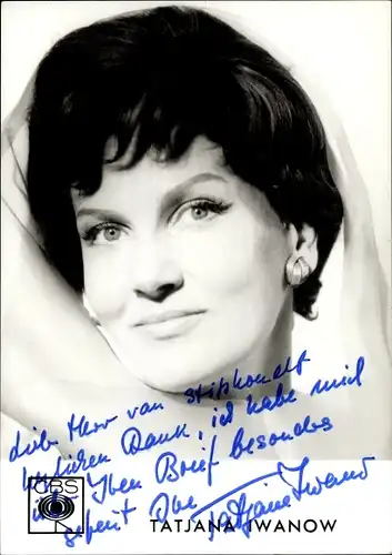 Ak Schauspielerin Tatjana Iwanow, Portrait, Autogramm
