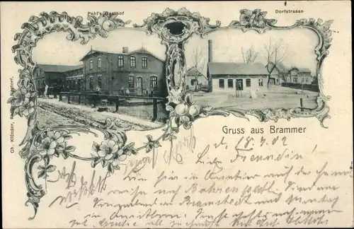 Ak Brammer Schleswig Holstein, Gasthof, Dorfstraße