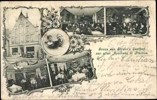 Ak Itzehoe in Holstein, Gasthof zur alten Apotheke, Innenansicht, Portrait