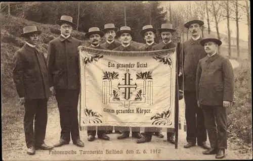 Ak Hallbach Olbernhau im Erzgebirge Sachsen, Fahnenweihe Turnverein Hallbach 2.6.1912