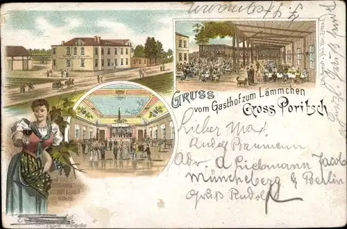 Litho Groß Poritsch Zittau in Sachsen, Gasthof zum Lämmchen, Innenansicht