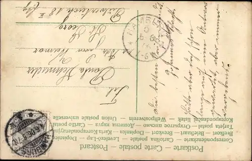 Ak Bäuerin und Dackel, Bauernstube, Tisch, Blumen