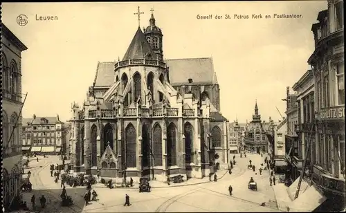 Ak Louvain Leuven Flämisch Brabant, Gewelf der St. Petrus Kerk en Postkantoor