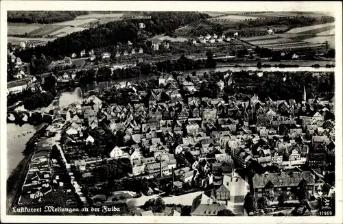 Ak Melsungen in Hessen, Fliegeraufnahme, Hotel und Pension Lindenluit