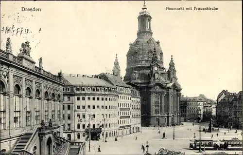 Ak Dresden Zentrum Altstadt, Neumarkt mit Frauenkirche