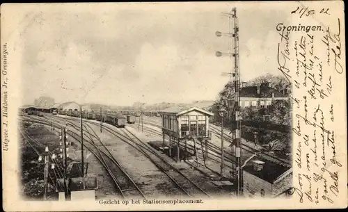 Ak Groningen Niederlande, Bahnhof, Bahnhofsanlagen