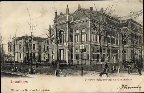 Ak Groningen Niederlande, Neues Theater, Gymnasium