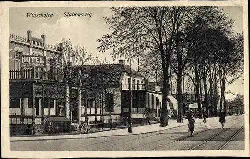 Ak Winschoten Groningen Niederlande, Stationsweg, Hotel