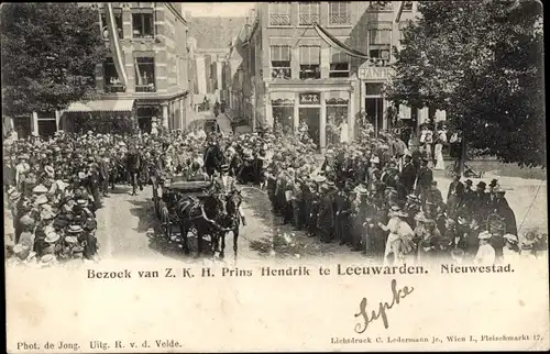 Ak Leeuwarden Friesland Niederlande, Besuch Prinz Hendrik, Nieuwestad