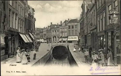 Ak Leeuwarden Friesland Niederlande, Nauw, Straßenpartie, Kanal