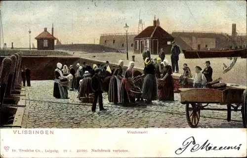 Ak Vlissingen Zeeland Niederlande, Fischmarkt