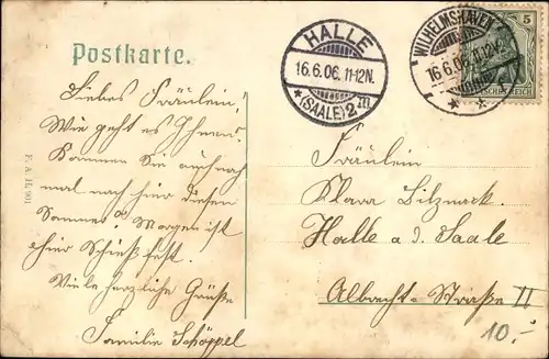 Ak Wilhelmshaven an der Nordseem, Kaserne, Roonstraße, Seemann umarmt Frau