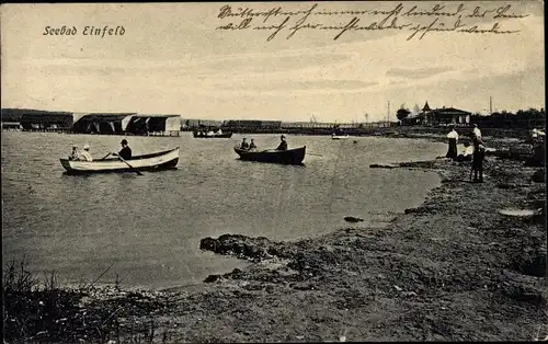 Ak Einfeld Neumünster in Holstein, Seebad, Ruderboote