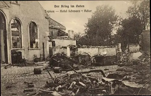 Ak Gwardeisk Tapiau Ostpreußen, Hotel Schwarzer Adler, Kriegszerstörungen, I WK