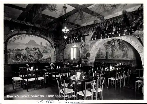 Ak Lugano Kanton Tessin Schweiz, Bar Chez Nino, Locanda Ticinese, Innenansicht