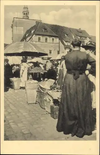 Ak Zwickau in Sachsen, Marktstände, Hauptmarkt