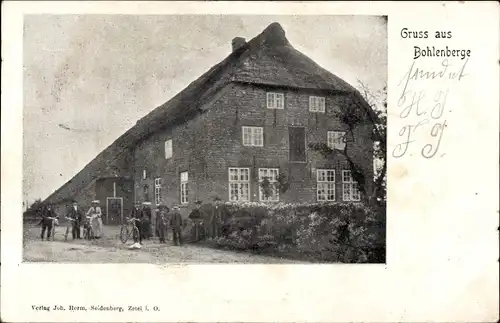 Ak Bohlenberge Zetel in Friesland, Haus, Anwohner, Radfahrer