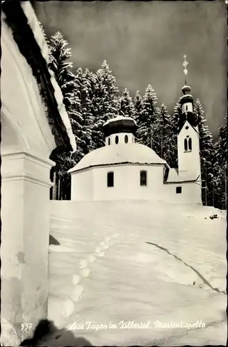 Ak Fügen im Zillertal Tirol, Marienkapelle, Winter