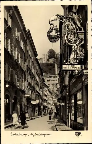 Ak Salzburg in Österreich, Getreidegasse, Geschäfte, Gasthof