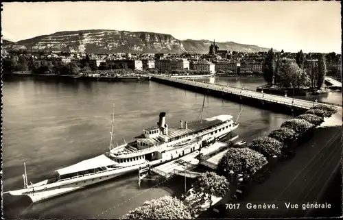 Ak Genève Genf Stadt, Vue générale, Salondampfer Wallis im Hafen