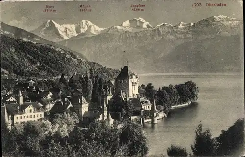 Ak Oberhofen am Thunersee Kanton Bern, Eiger, Mönch, Jungfrau