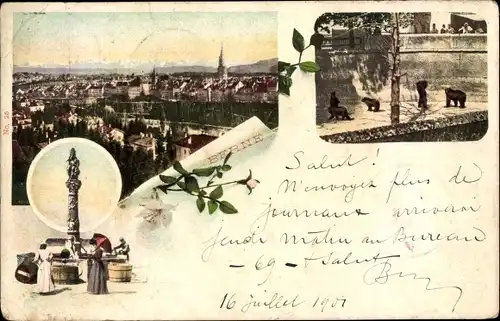 Ak Bern Stadt Schweiz, Bärenzwinger, Stadtansicht