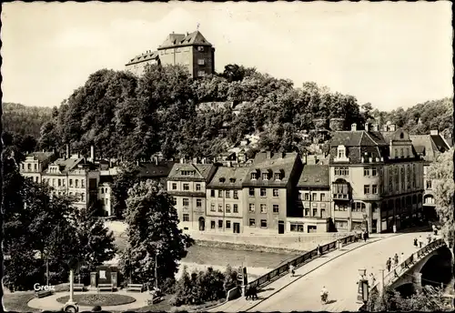 Ak Greiz im Vogtland, Teilortsansicht, Schloss