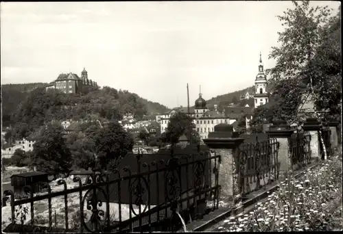 Ak Greiz im Vogtland, Teilortsansicht, Kirchturm, Schloss