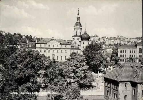 Ak Greiz im Vogtland, Unteres Schloss, Stadtkirche