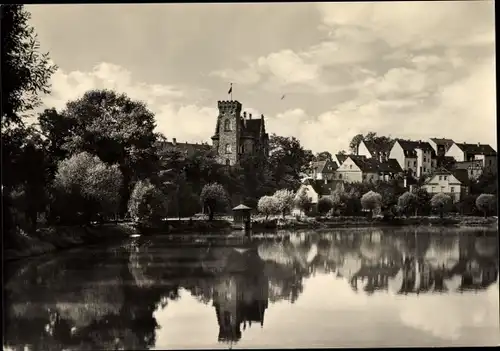 Ak Ronneburg in Thüringen, Schloss, Baderteich