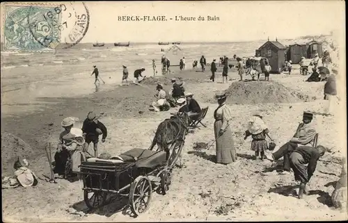 Ak Berck Plage Pas de Calais, Gesamtansicht des Strandes zur Badezeit