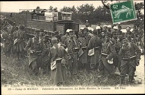 Ak Mailly le Camp Aube, Camp de Mailly, Infanterie in Manövern, Der Zeitplan, Die Kantine