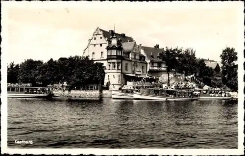 Ak Saalburg in Thüringen, Talsperre, Gasthaus, Boote