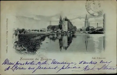 Mondschein Ak Bruges Brügge Flandern Westflandern, Lac d'Armour