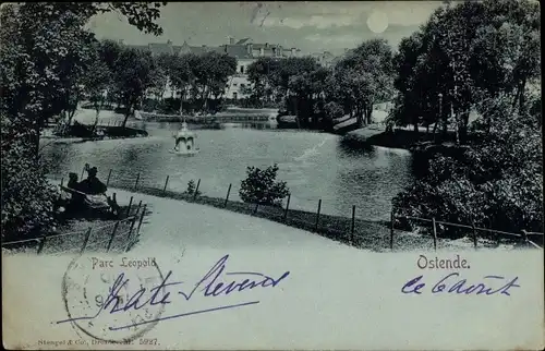 Mondschein Ak Oostende Ostende Westflandern, Parc Leopold
