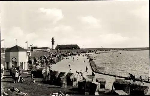 Ak Nordseebad Büsum, Strand, Strandkörbe, Musikpavillon