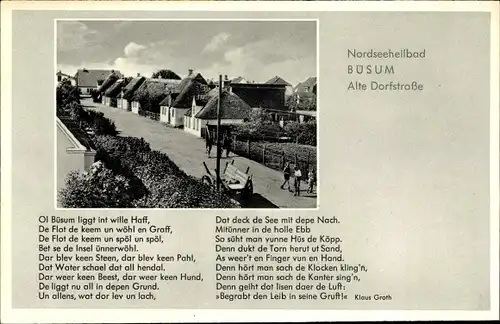 Ak Büsum, Alte Dorfstraße, Gedicht von Klaus Groth