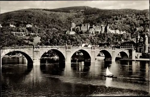 Ak Heidelberg am Neckar, Alte Neckarbrücke und Schloss