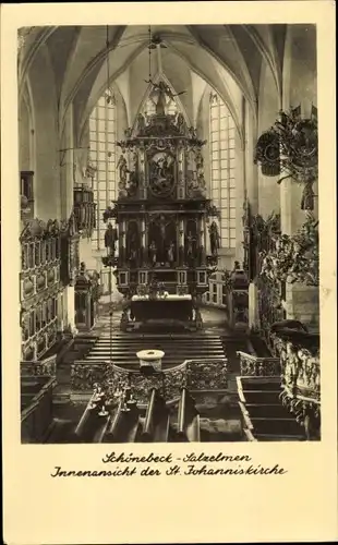 Ak Salzelmen Schönebeck an der Elbe, St. Johanniskirche, Innenansicht, Altar