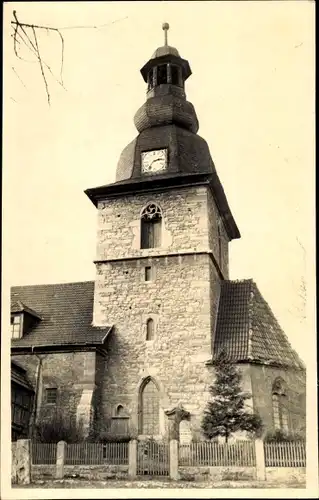 Ak Kammerforst in Thüringen, Blick auf Kirche, Turmuhr