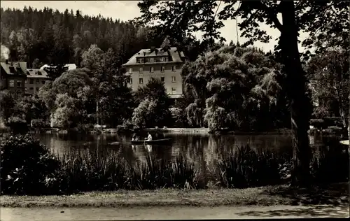 Ak Bad Elster im Vogtland, Gondelteich und Goldener Anker