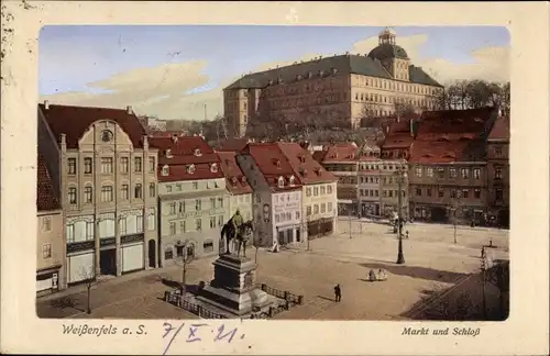 Ak Weißenfels an der Saale, Markt mit Schloss Augustusburg