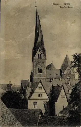 Ak Mayen in der Eifel, Kirche, Schiefer Turm