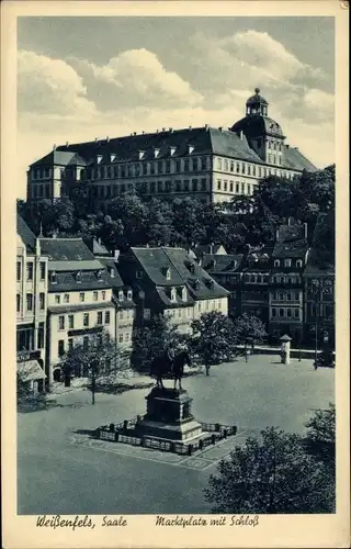 Ak Weißenfels im Burgenlandkreis, Marktplatz, Schloss, Denkmal