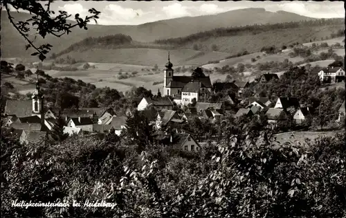 Ak Heiligkreuzsteinach am Neckar, Ortsansicht, Kirche