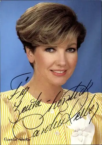 Ak Fernsehmoderatorin Carolin Reiber, Portrait, Autogramm, Bayerische Rundfunk