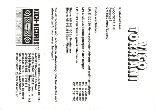 Ak Sänger Vico Torriani, Portrait, Autogramm