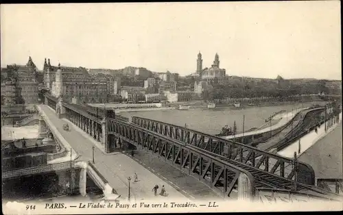 Postkarte Paris XVI Passy, Passy-Viadukt, Trocadero