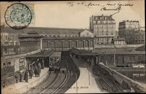 Ak Paris IV, Place de la Bastille, U-Bahn-Station